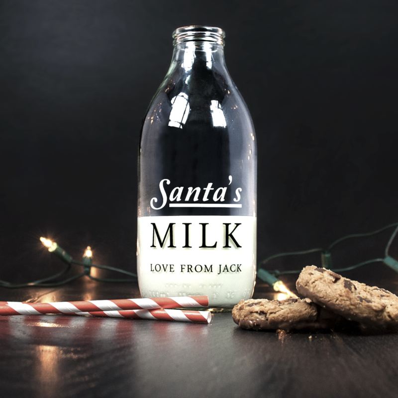 Personalised Santa's Glass Milk Bottle product image