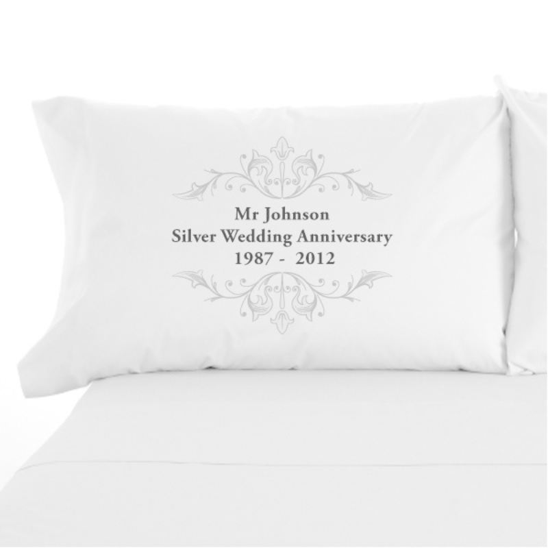 Silver Anniversary Pillowcases The Personalised Gift Shop