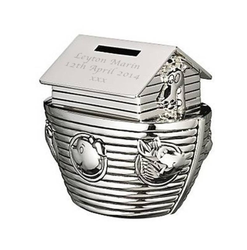 Silver Plated Noah's Ark Money Box The Personalised Gift Shop