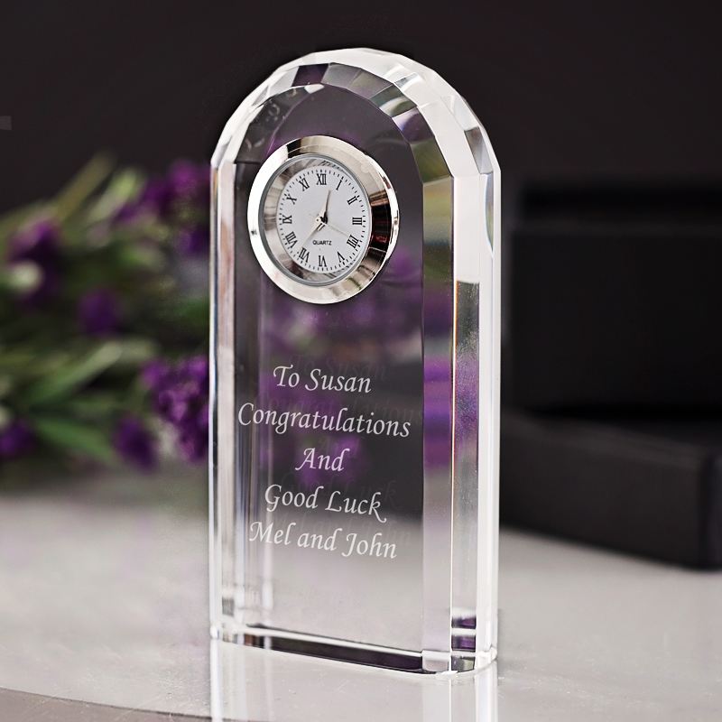 Engraved Crystal Clock The Personalised Gift Shop