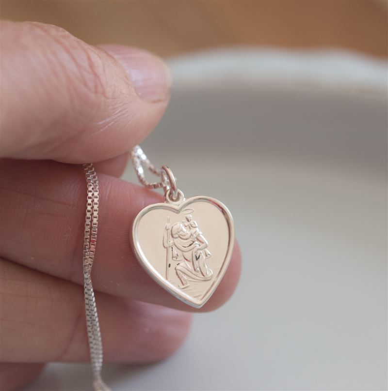 Heart St. Christopher Necklace in Personalised Gift Box product image