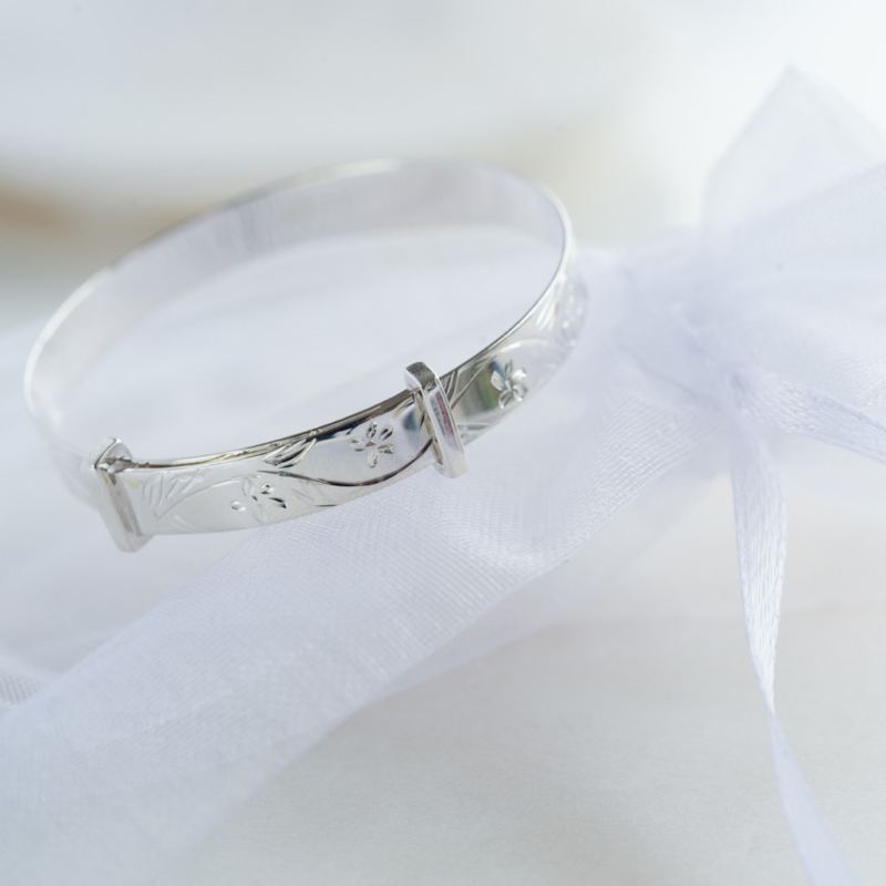 silver christening bangle