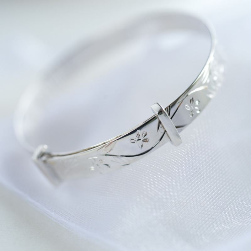 Sterling Silver Christening Bangle in Personalised Gift Box product image