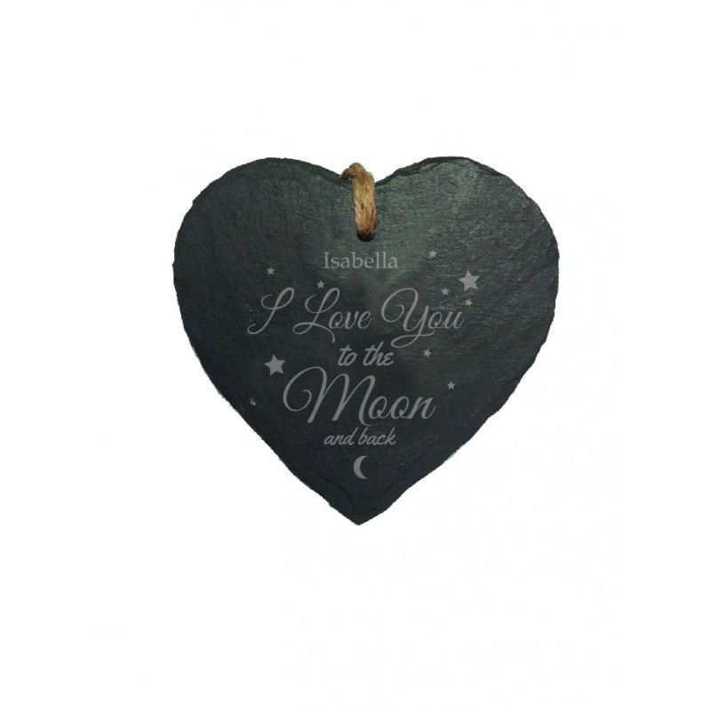To The Moon & Back Hanging Heart Slate product image