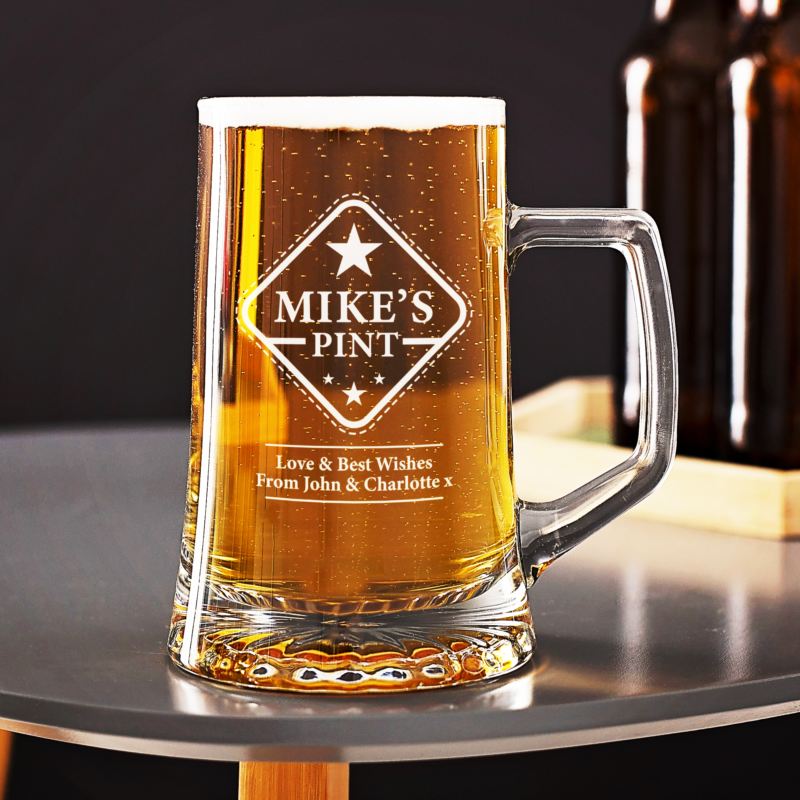 Personalised Glass Tankard; Beer Glass; Beer Stein; Pint Glass; Printed with your message and or picture or logo 